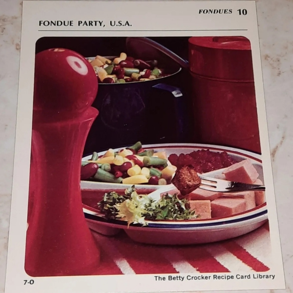 The Betty Crocker Recipe Card Library REPLACEMENT FONDUE CARD Vintage 1971